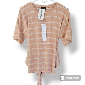 Lumiere- Urban Outfitters Amber Striped Ruffle Hem Tie-Back Top NWT